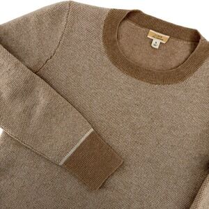 J.Crew Cashmere Sweater Womens S Tan Birdseye Knit Crewneck Pullover Soft Cozy